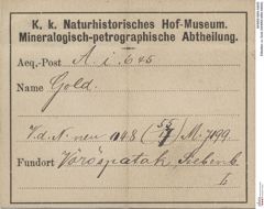 Etiketten zu Gold (NHMW-MIN-Ai645)